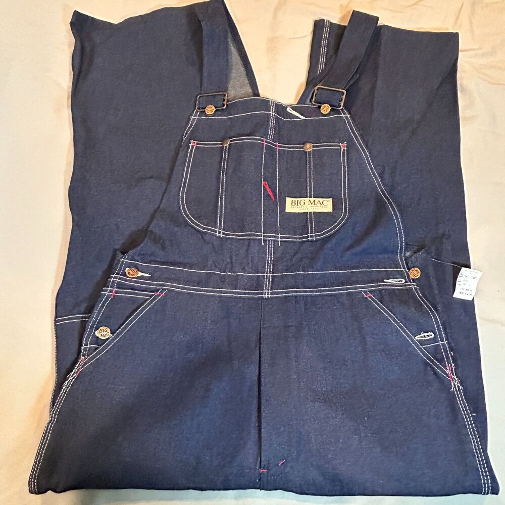 Vintage NOS Big Mac Square Bak Bib Overalls Mens 36"x 28"